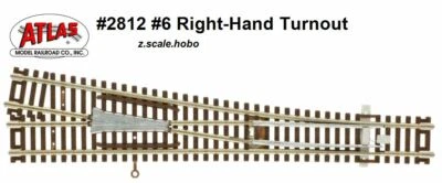 Atlas 2812 Z Scale Right Hand Turnout (Switch) Manual Track Section *NEW - Image 1 of 3