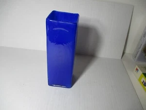 Vintage Handblown Cobalt Blue Murano Style square vase 9.25" Tall Modern - Picture 1 of 7