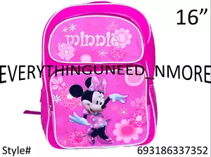 DISNEY MINNIE MOUSE 16” LARGE SCHOOL PINK BACKPACK-7352 - Picture 1 of 1