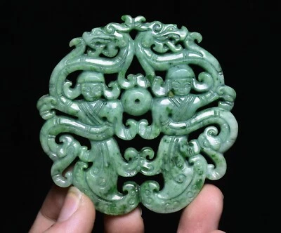 7厘米红山文化绿玉龙龙宫人护身符吊坠 — 第 1/4 张图片