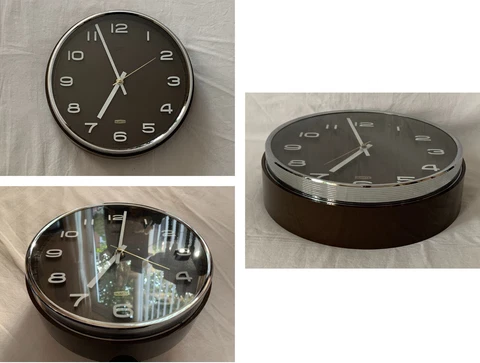 Vintage 1970's Metamec Chrome & Brown Wall Clock, Collectable & Fully Working Cover