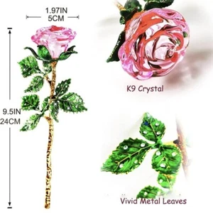 Gift crystal pink flower with red gift box - Picture 1 of 7