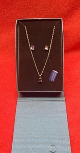 Genuine Amethyst & Sterling Silver 18 Inch Necklace And Pendant Earrings Set - Picture 1 of 5