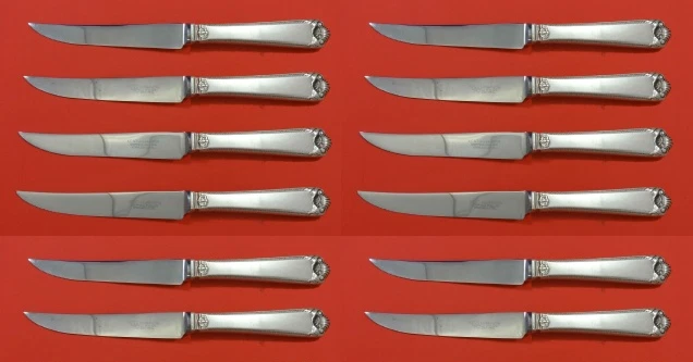 George II Rex Hand Chased By Watson 纯银牛排刀 定制套装 12 件套 — 第 1/1 张图片