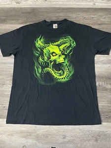 Vintage Y2K Jerseez Neon Green Skull And Snake Graphic Shirt Size XL - Bild 1 von 3