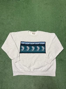 Vintage 90s Mountain Fishing Sweatshirt Size XL Gray Crewneck USA Made MARKED - Picture 1 of 11