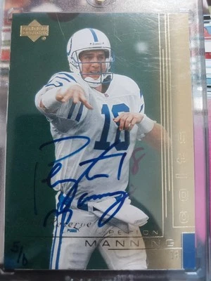 2000 Upper Deck Gold Reserve #63 Peyton Manning Buy Back Auto 5/6 Coa Hand # Ssp - Image 1 of 2