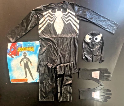 Spiderman Cosplay Costume Superhero Suit Halloween Black Kids Size 7-9 Disguise - Image 1 of 4