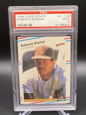 1988 Fleer Update Roberto Alomar #U-122 Padres Rookie PSA 9 Mint - Image 1 of 4
