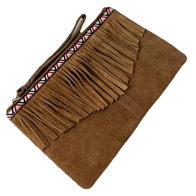 Earthbound Trading Co. Cartera de Cuero Pequeña Cedro Tostado Gamuza Delgada Mini Bolsa Boho Foto 1 de 4