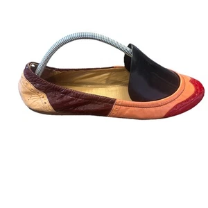 Miu Miu Multicolor Red Tan Brogue Patent Leather Scrunch Ballet Flats Size 40 - Picture 1 of 14