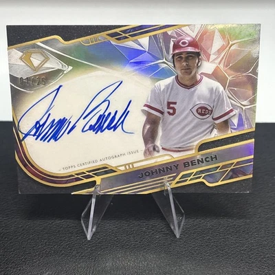 2025 Topps Diamond Icons Johnny Bench Black Chrome Auto 01 /25 FOTP - Image 1 of 4