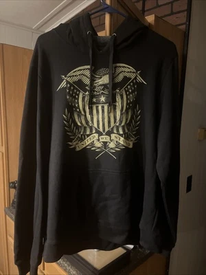 Pulôver de bolso Logan & Martin com capuz masculino XLarge preto United We Stand canguru - Imagem 1 de 3