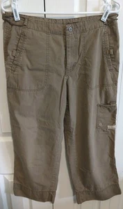 Columbia Women’s Capri Beige Khaki Pants Sz Small 100% Cotton Hiking Adj EUC - Picture 1 of 10