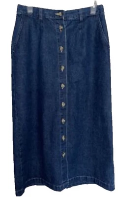 VNTG КАБИНА CREEK КНОПКА СПЕРЕДИ ДЛИННАЯ ДЖИНСОВАЯ ЮБКА РАЗМЕР 14 - Изображение 1 из 4
