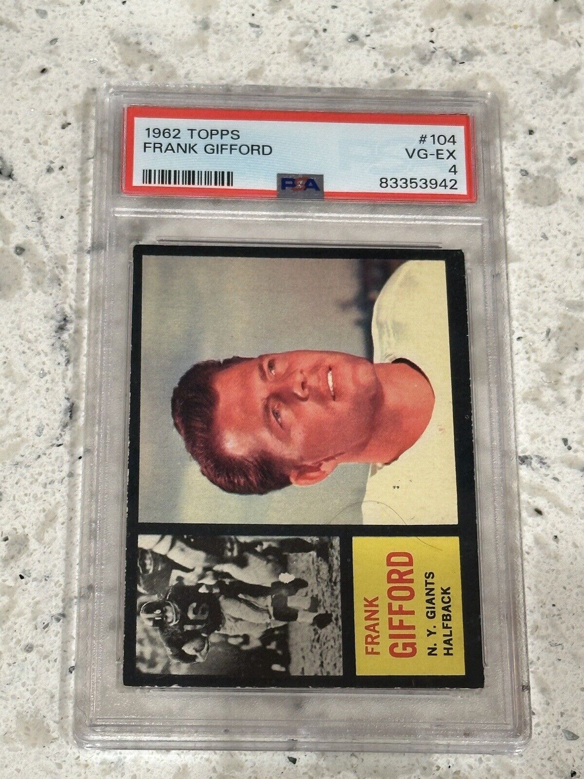 1962 Topps #104 Frank Gifford PSA 4 New York Giants Football Card