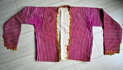 Antique Ottoman Anatolian Jacket Pink with White Stripes Embroidery Patchwork - Image 1 of 4