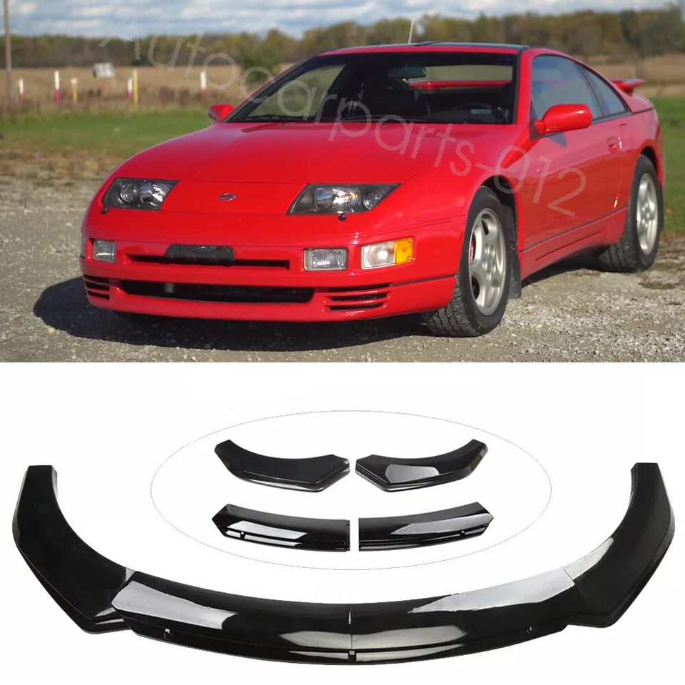 For Nissan 300ZX 350Z 370Z GlossBlack Front Bumper Spoiler Lip Splitter Kit Body - Imagem 1 de 4
