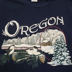 Vintage Oregon Jerzees Sweatshirt Womens Large Blue Made In USA Pullover - Picture 1 of 9