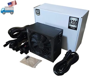 SHARK 1200W Black ATX 12V Gaming PSU 4x PCIE Graphic Power Supply, Modular Cable - Picture 1 of 8