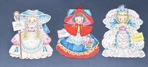 1940'S HALLMARK DOLL CARDS: LITTLE BO PEEP, RED RIDDING HOOD, CINDERELLA 6" TALL - Picture 1 of 11