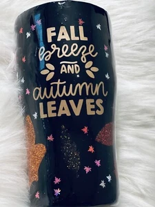 Fall Breeze And Autumn Leaves Peek A Boo Glitter Stainless Steel Tumbler - Picture 1 of 4