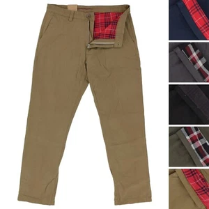 Pantalones forrados de franela resistentes a la intemperie para hombre, calce recto, algodón - Imagen 1 de 10