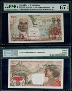 SAINT PIERRE & MIQUELON 2 FRANCHI NUOVI / 100 FRANCHI (P32) N. D. GEM UNC 67EPQ - Foto 1 di 3