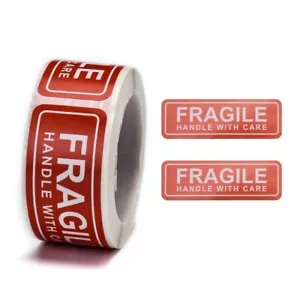 1 rollo de 150 piezas. "Pegatinas de envío de mango frágil con cuidado - 1"" x 3" - Imagen 1 de 3