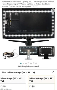 NEW Luminoodle XL 41" - 59" 13.1 FT TV & Monitor Bias Lighting USB 6500K LEDs - Picture 1 of 3