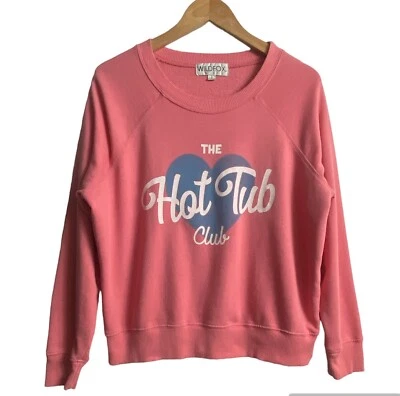 Wildfox Hot Tub Club Sommers 运动衫粉色女式小号二手状况完好 — 第 1/4 张图片