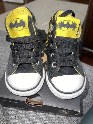 Scarpe vintage Converse AllStar Chuck Taylor DC fumetti Bat Man taglia 4 neonato
