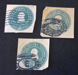3 - 1903 - U.S. Envelope Cuts Sc# U381 1 Cent Washington - Used. b - Picture 1 of 5