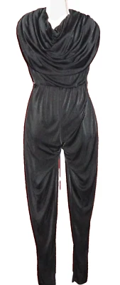 Vintage Calhoun Jumpsuit ~ Jr 9/10 ~ Black Cowl Neck Sleeveless ~ 80’s Cocktail - Image 1 of 4