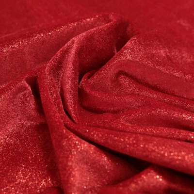 Glitzer Samt-Jersey elastischer Nickystoff Jerseystoff  Kleid Rock Shirt - rot - Bild 1 von 3