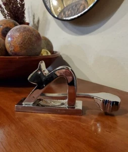 Modern Style Metal Squirrel Nutcracker, Crate & Barrel Chrome Plated, 8", Heavy - Picture 1 of 5