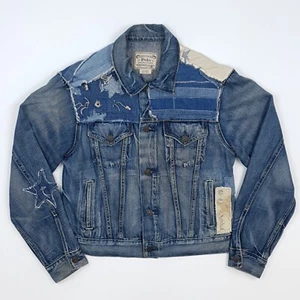 Chaqueta de mezclilla Polo Ralph Lauren bandera americana pequeña Reino Unido 10-12 camionero envejecido - Imagen 1 de 21