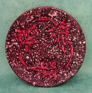 Unusual ITALY Red Textured Stoneware 8.5" Round Plate w/ Embossed Leaf Pattern - Picture 1 of 4
