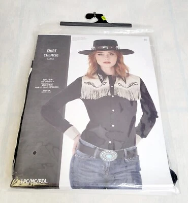 Western Shirt Women's Cowgirl Fancy Dress Up Halloween Adult Costume S/M Up To 8 - Image 1 of 3
