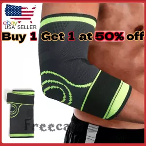 Elbow Sleeve Brace Wrap Adjustable Support Arm Arthritis Tendonitis Pain Relief - Picture 1 of 10