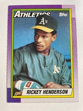 Rickey Henderson 1990 Topps Baseball Card #450 Oakland Athletics A's HOF MLB