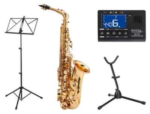 Sassofono Alto Saxofono Ottone Oro Strumenti a Fiato Set Bocchino Custodia Leggi - Foto 1 di 9