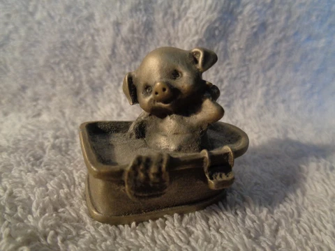 Miniature Little Gallery Pig in Tub - Pewter Cover