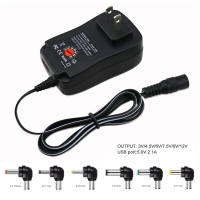 12W 3V-12V Universal AC Adapter Power Supply Wall Charger Cord for DC Charger - Image 1 of 4