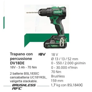 Trapano avvitatore HIKOKI con percussione - Brushless - 18 V - 3 Ah - Foto 1 di 1