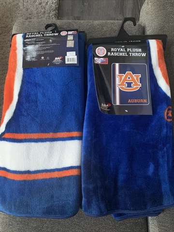 2-Auburn University Tigers 50x60 School Spirit Royal Plush Raschel Throw Blanket Cover