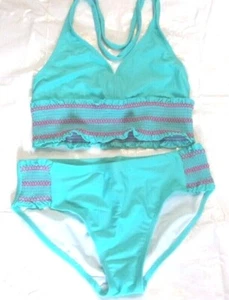 NEW Girls Size X-Large 12 * GAP * 2-Pc Aqua Swimsuit XL - Picture 1 of 3