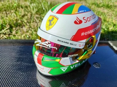 Charles Leclerc Signed 2022 Ferrari Brazilian GP F1 Mini Helmet 1:2 Bell 4100297 - Image 1 of 4