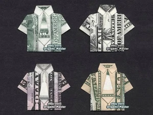 Dollar Origami Hemd mit Krawatte aus ECHTGELD Handarbeit Cash Art Geschenkidee - Bild 1 von 1