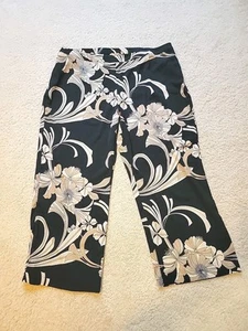 Soft Surroundings Yara Wide Leg Pants Size 3XL Tan/Black Florals - Picture 1 of 8